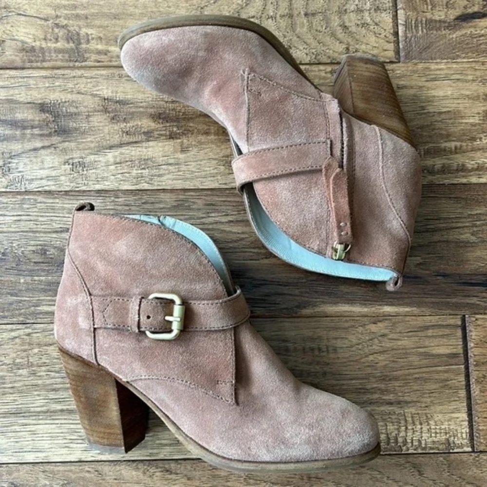 Boden Carlisle Ankle Boots Booties Tan Suede Leather Block Heel Size 36